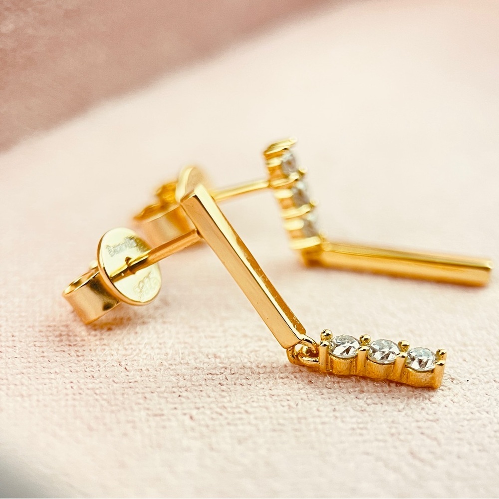 14K Plated S925 Moissanite Earrings - Picture 7 of 8